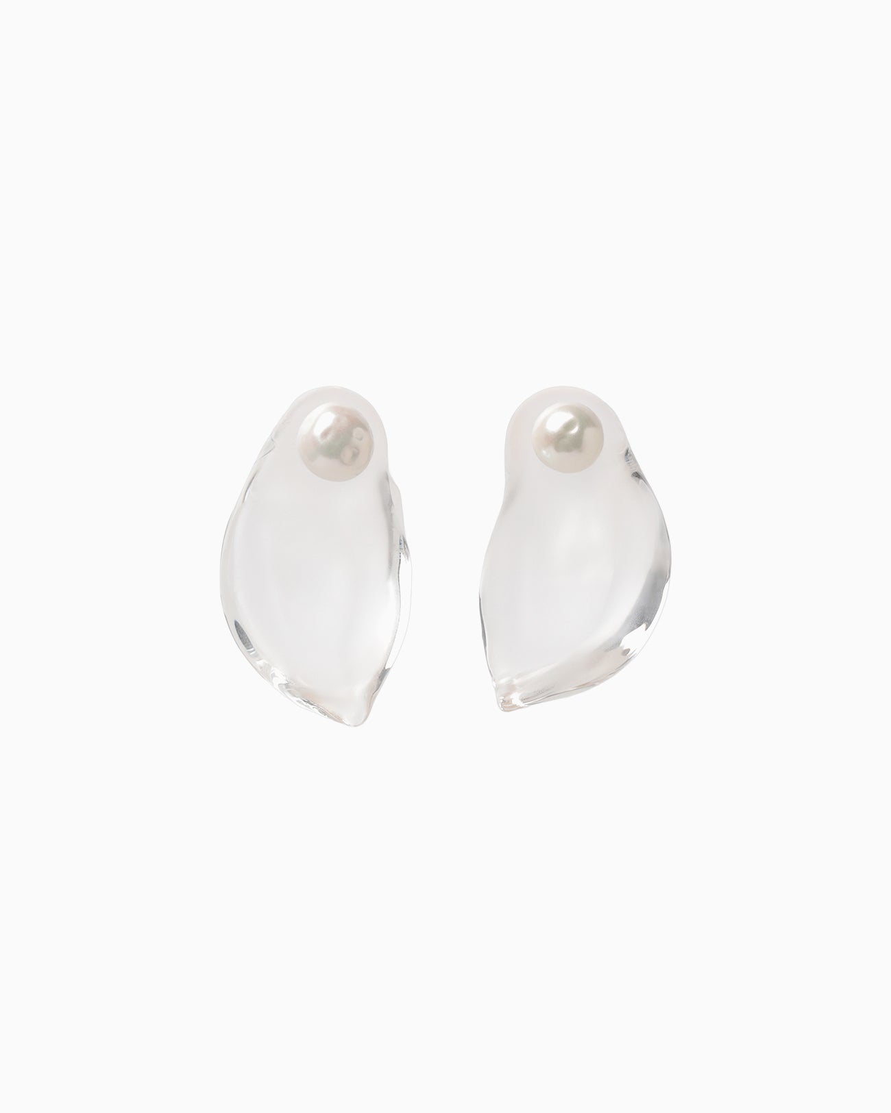 Organic motif Glass Earrings - clear
