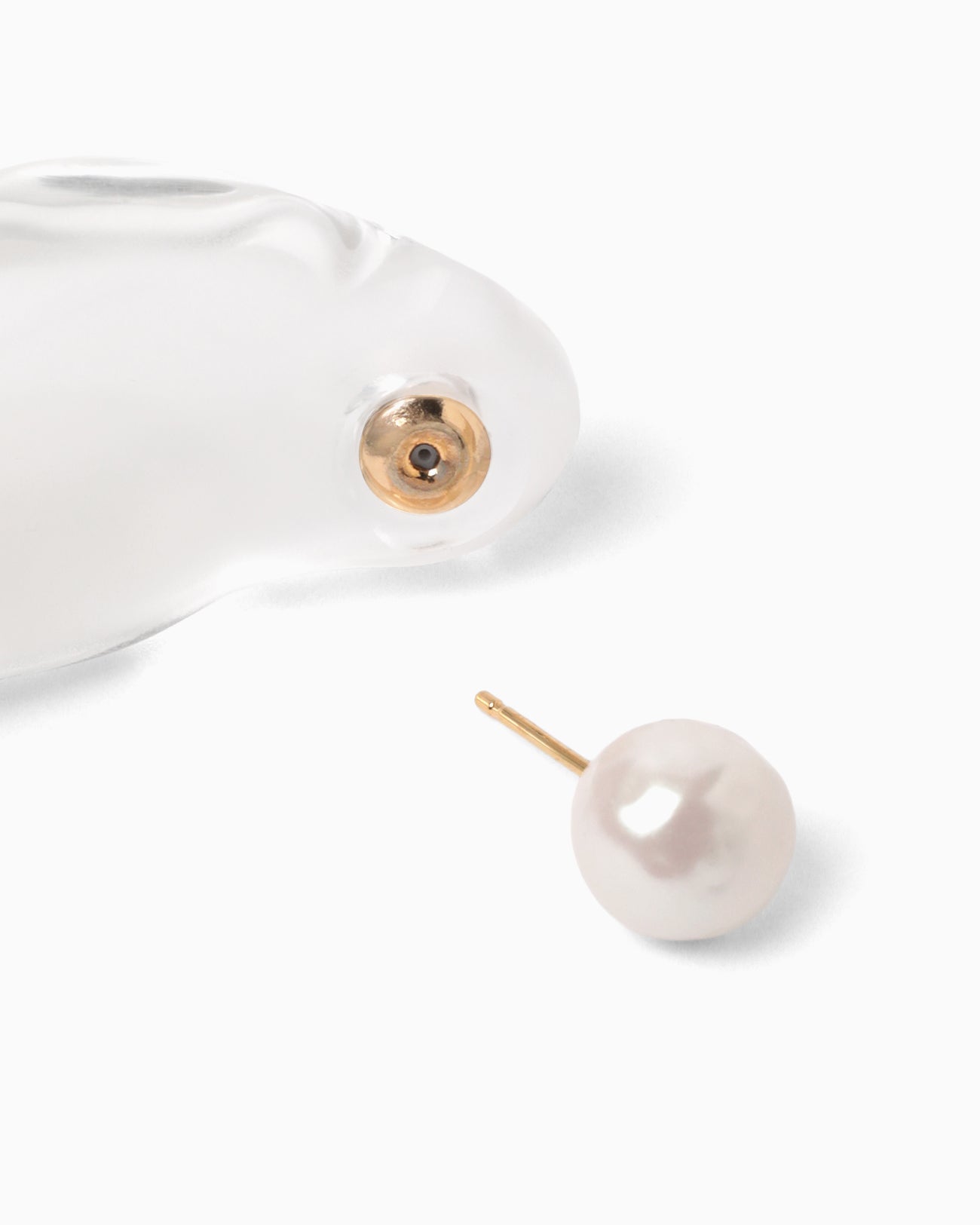Organic motif Glass Earrings - clear