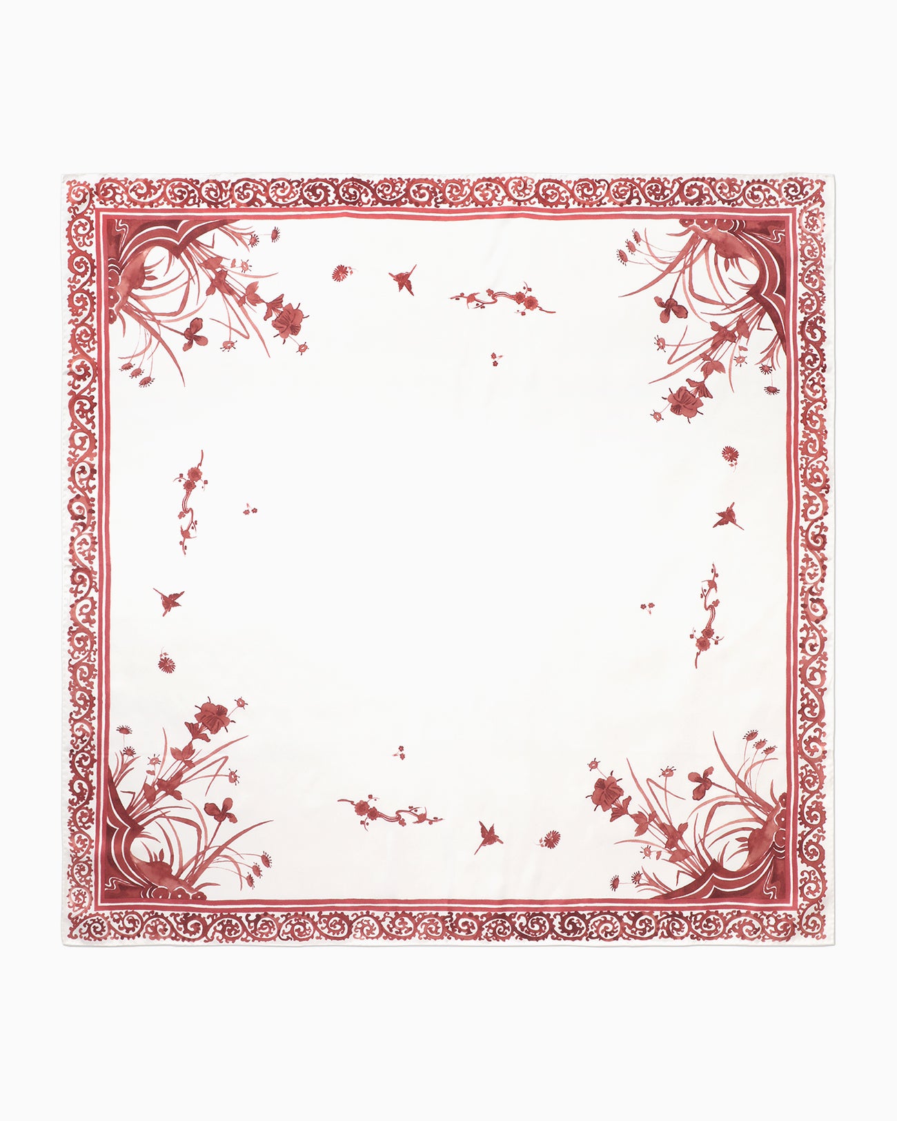 Hand Printed Silk Scarf - red