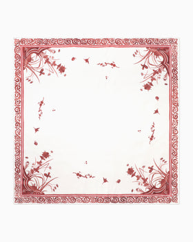 Hand Printed Silk Scarf - red