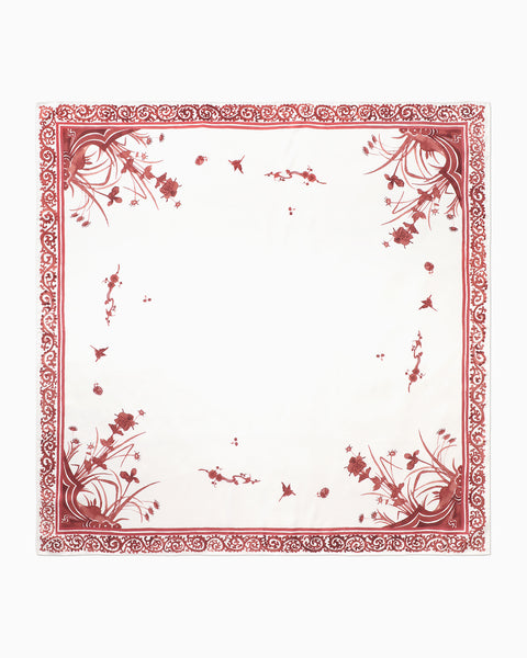 Hand Printed Silk Scarf - red