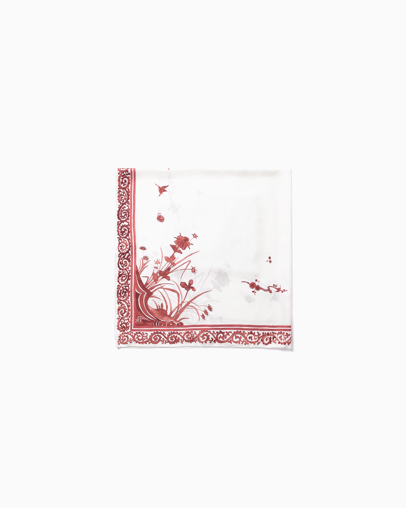 Hand Printed Silk Scarf - red - Mame Kurogouchi
