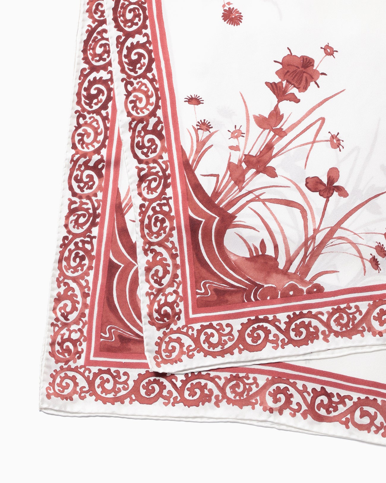 Hand Printed Silk Scarf - red - Mame Kurogouchi