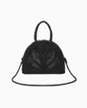Cording Embroidery Demi Lune Handbag - black