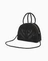 Cording Embroidery Demi Lune Handbag - black