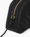 Cording Embroidery Demi Lune Handbag - black