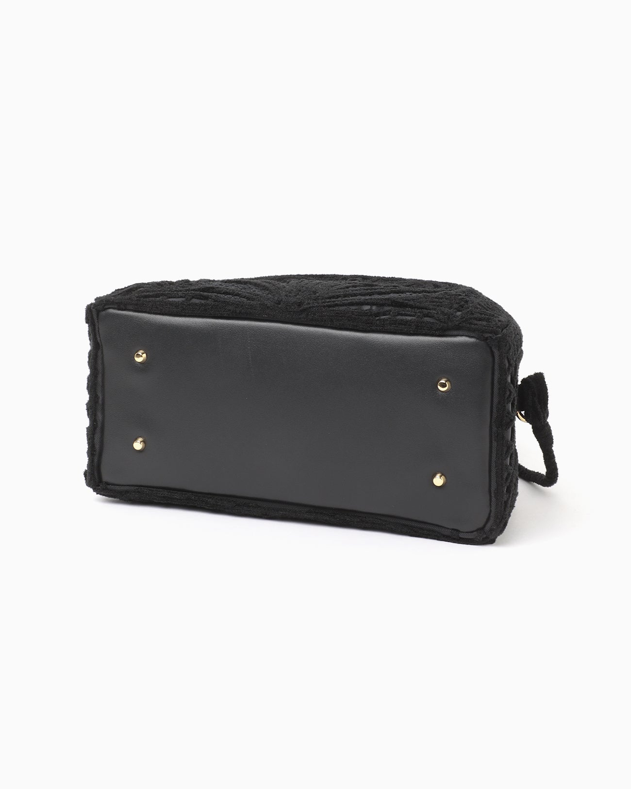 Cording Embroidery Demi Lune Handbag - black