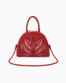 Cording Embroidery Demi Lune Handbag - red