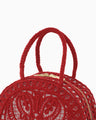 Cording Embroidery Demi Lune Handbag - red