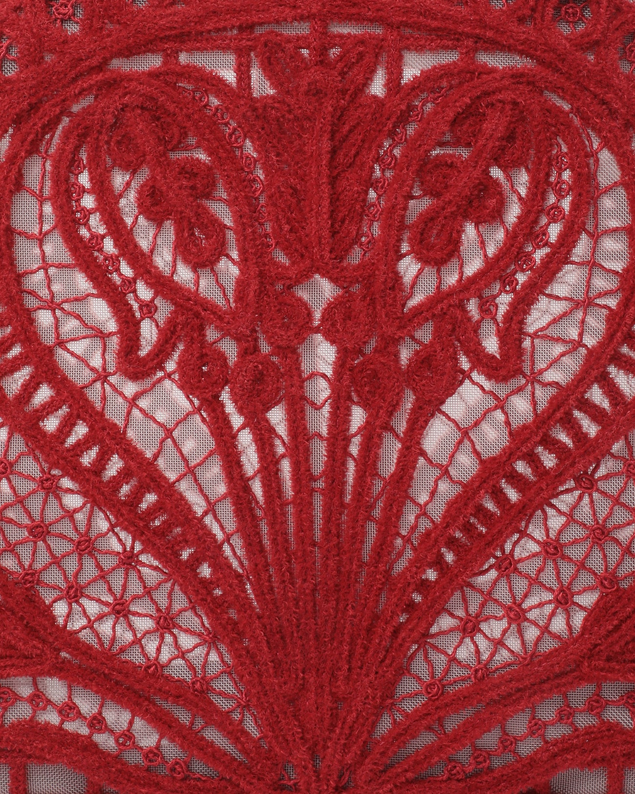 Cording Embroidery Demi Lune Handbag - red