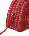 Cording Embroidery Demi Lune Handbag - red