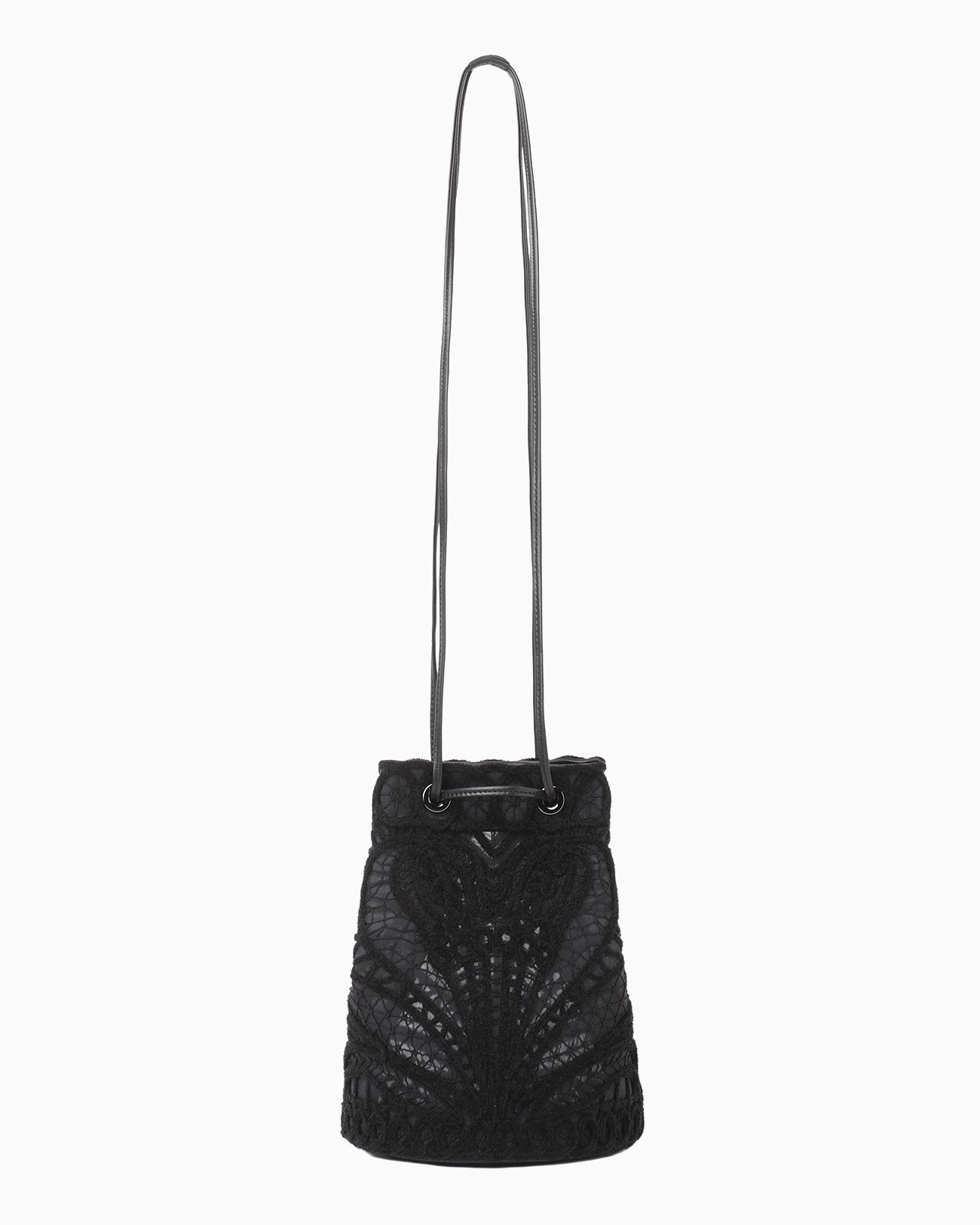 Cording Embroidery Bucket Bag - black