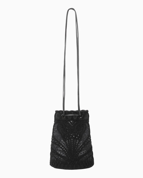Cording Embroidery Bucket Bag - black