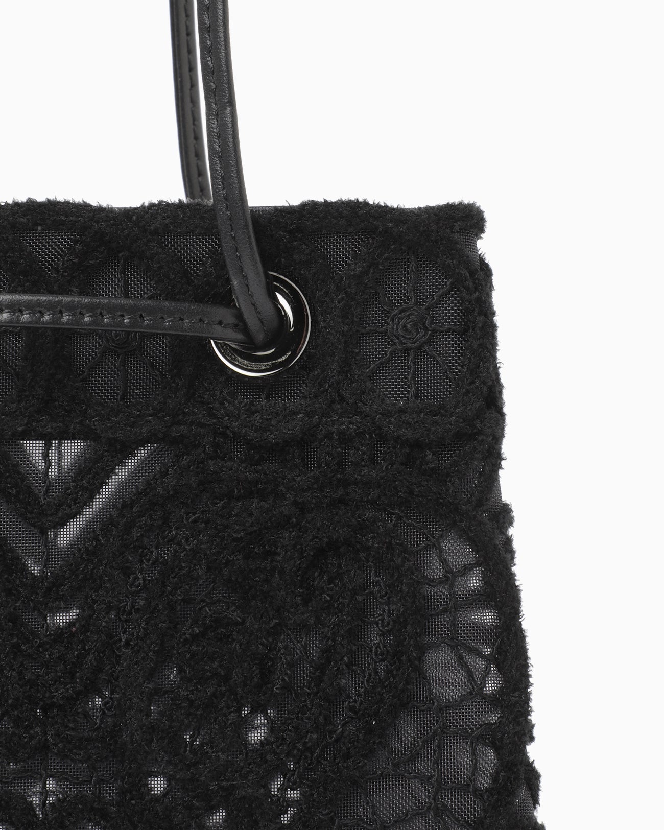 Cording Embroidery Bucket Bag - black