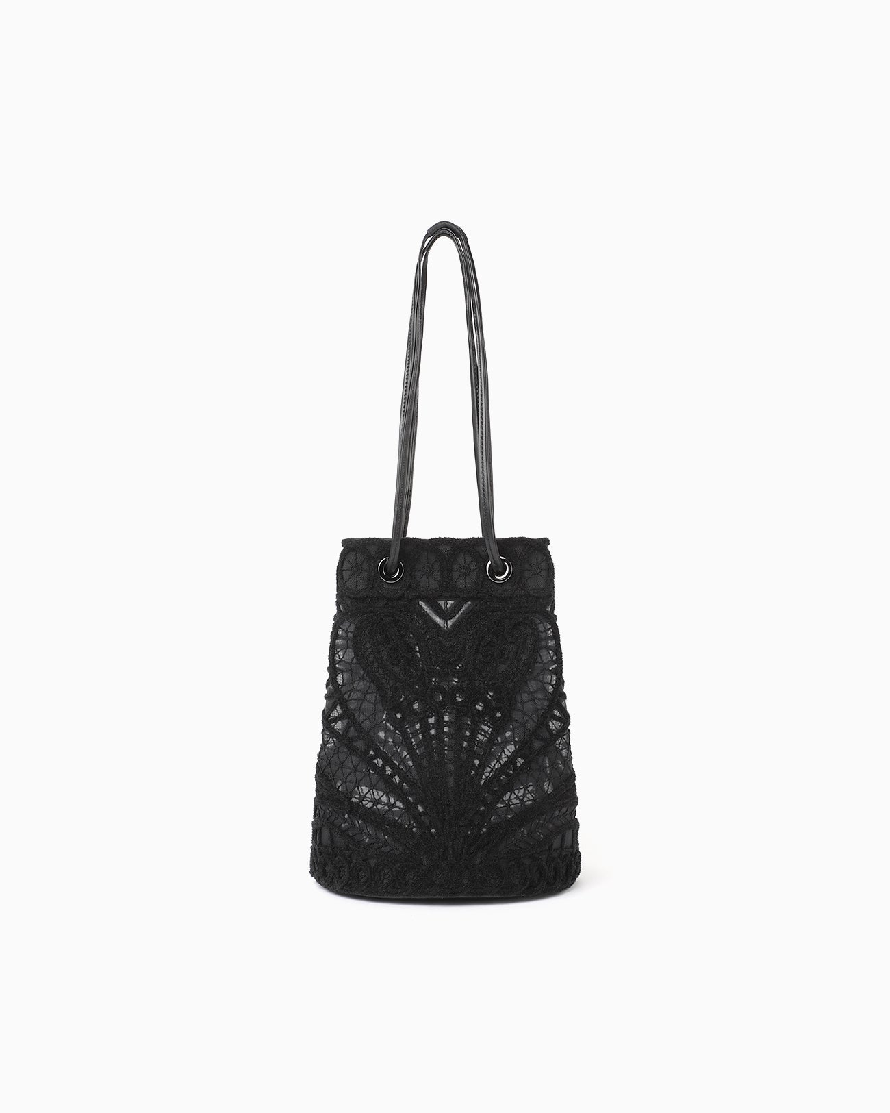 Cording Embroidery Bucket Bag - black