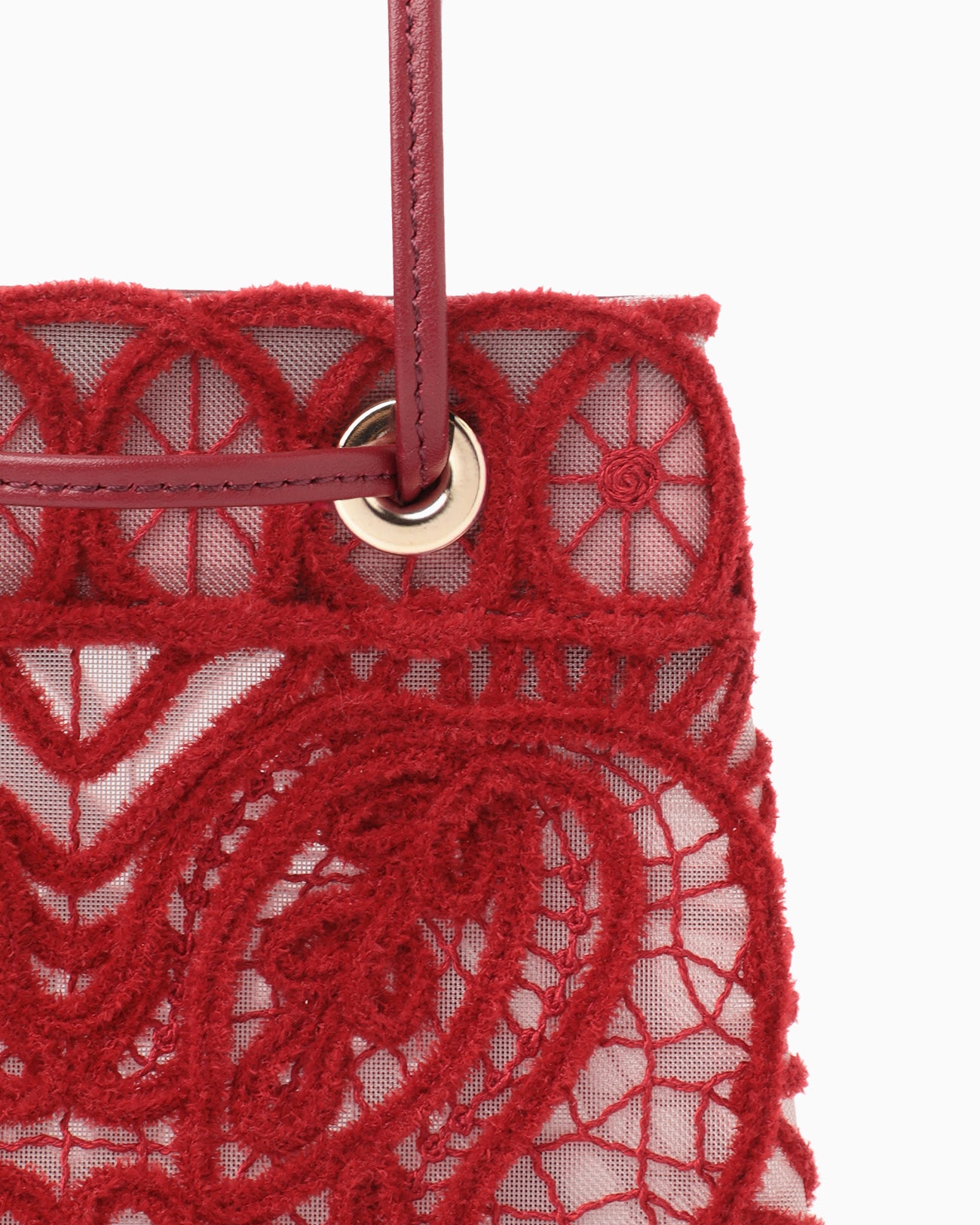 Cording Embroidery Bucket Bag - red