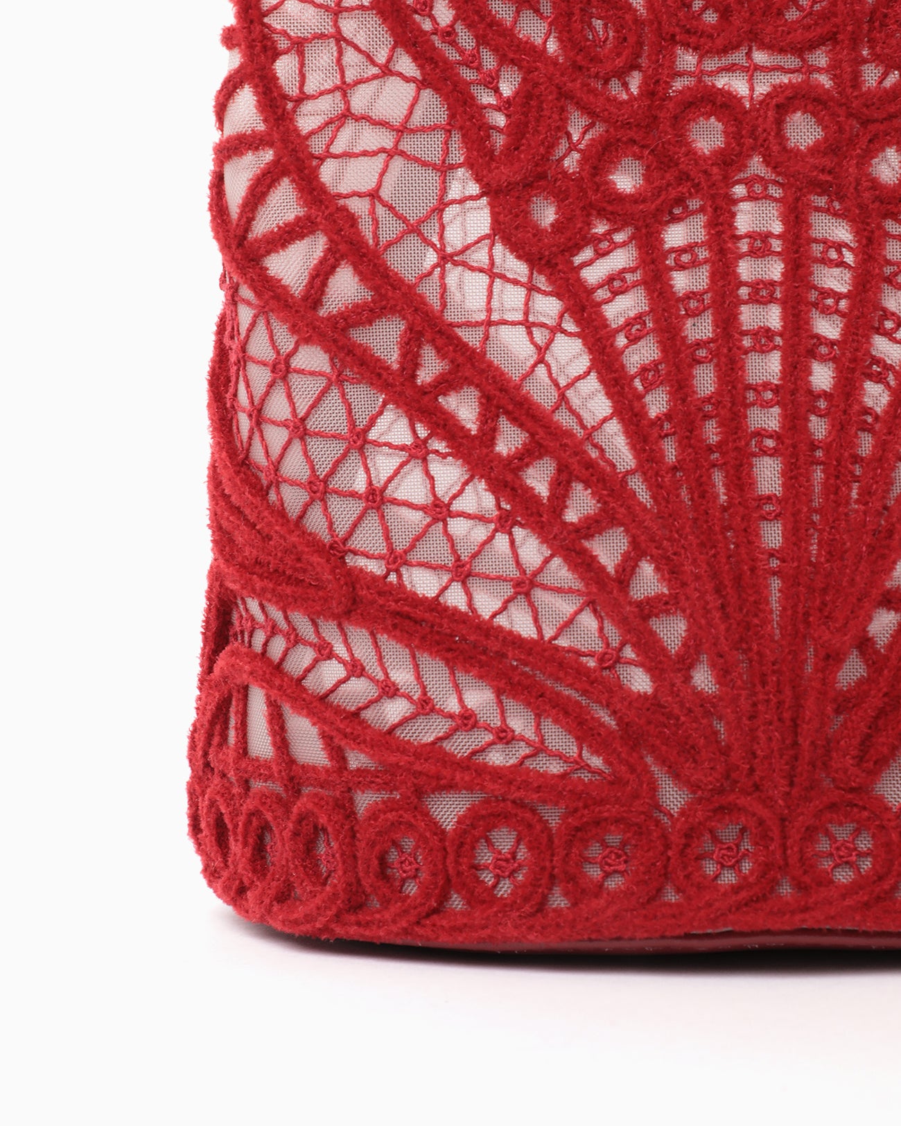 Cording Embroidery Bucket Bag - red