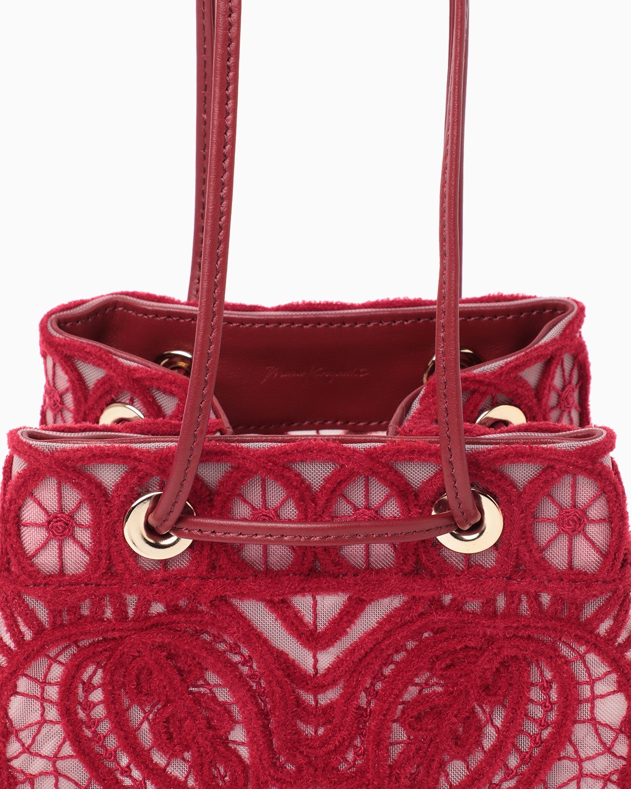 Cording Embroidery Bucket Bag - red