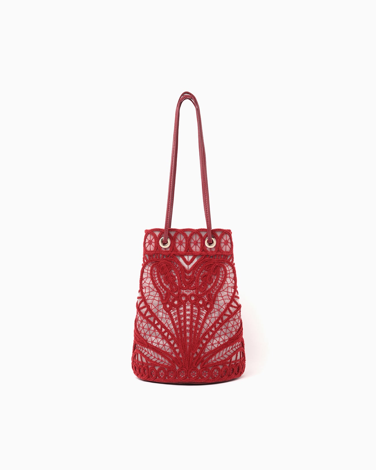 Cording Embroidery Bucket Bag - red
