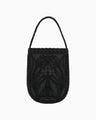 Cording Embroidery Round Tote Bag - black
