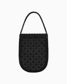 Cording Embroidery Round Tote Bag - black