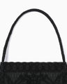 Cording Embroidery Round Tote Bag - black