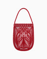Cording Embroidery Round Tote Bag - red