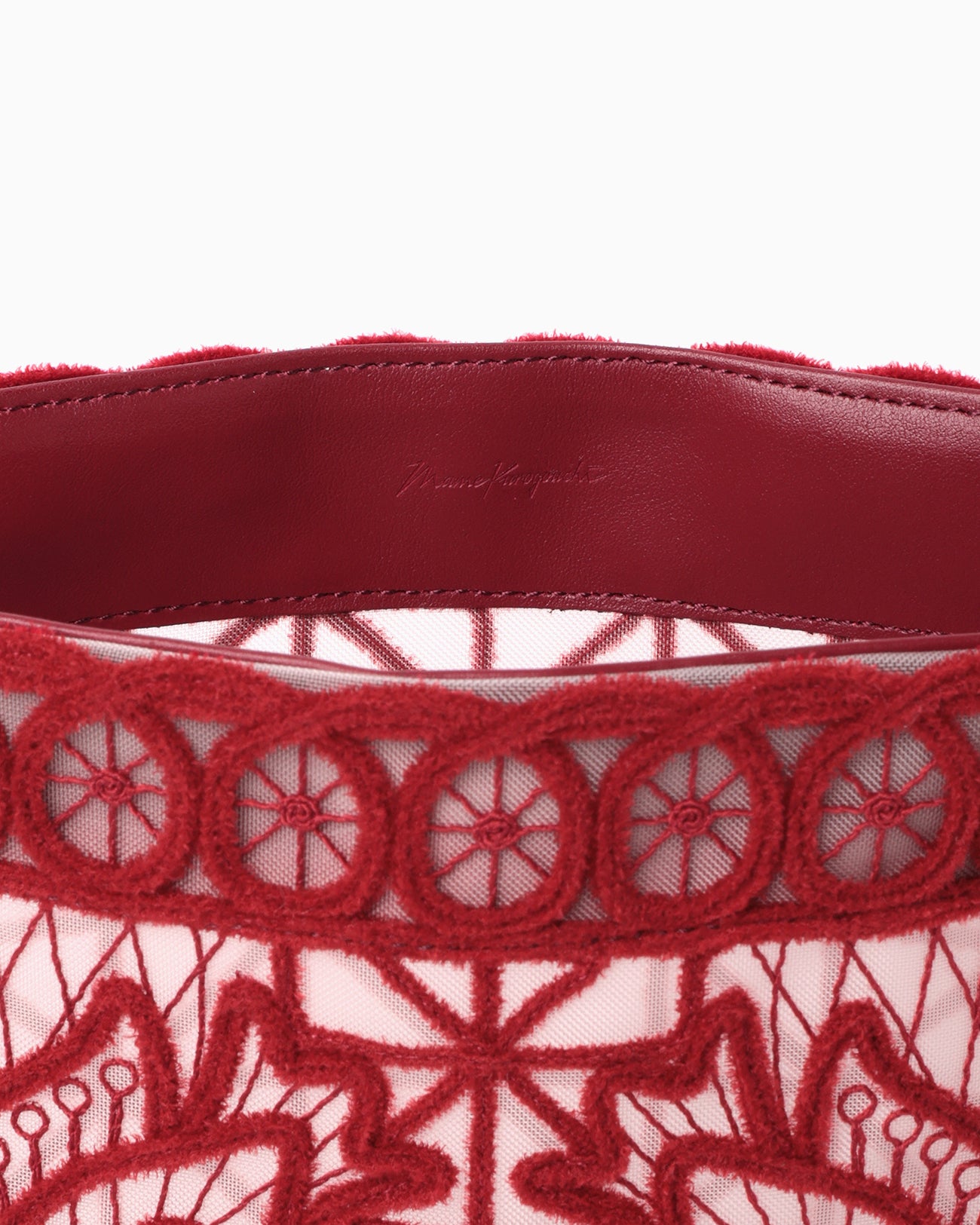 Cording Embroidery Round Tote Bag - red