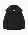 Floral Jacquard Rounded Down Jacket - black