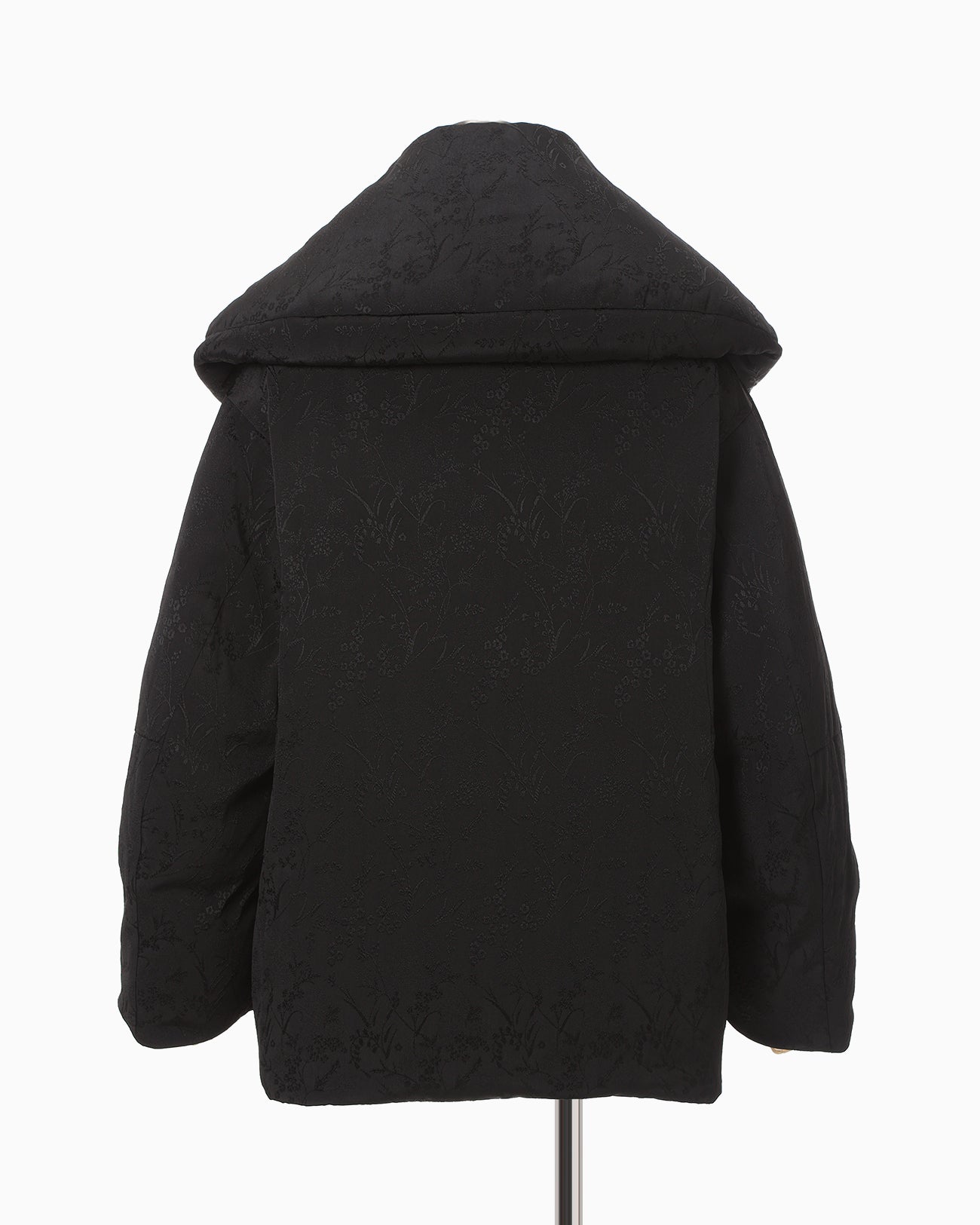 Floral Jacquard Rounded Down Jacket - black