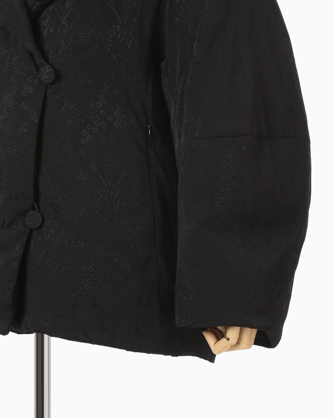 Floral Jacquard Rounded Down Jacket - black