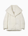 Floral Jacquard Rounded Down Jacket - ecru