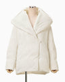 Floral Jacquard Rounded Down Jacket - ecru