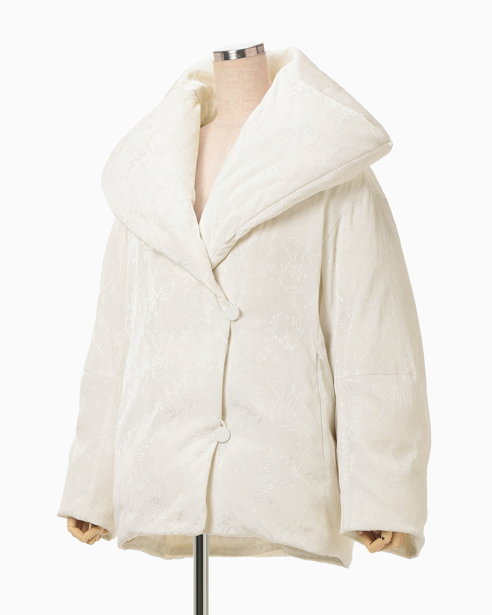 Floral Jacquard Rounded Down Jacket - ecru - Mame Kurogouchi