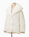 Floral Jacquard Rounded Down Jacket - ecru