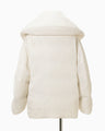 Floral Jacquard Rounded Down Jacket - ecru