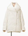 Floral Jacquard Rounded Down Jacket - ecru
