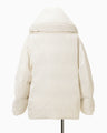 Floral Jacquard Rounded Down Jacket - ecru