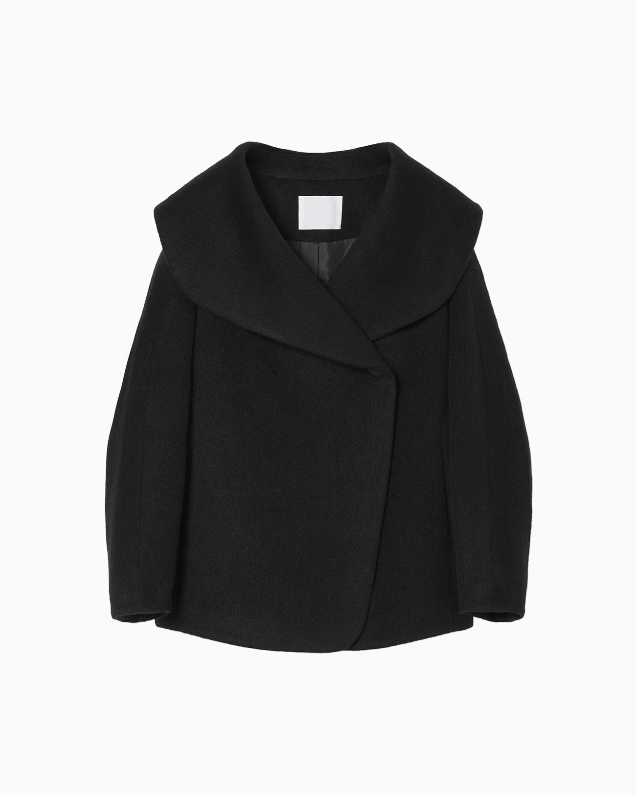 Wool Arupaka Shawl Collar Short Cort - black