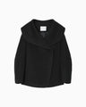 Wool Arupaka Shawl Collar Short Cort - black