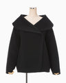 Wool Arupaka Shawl Collar Short Cort - black