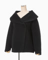 Wool Arupaka Shawl Collar Short Cort - black