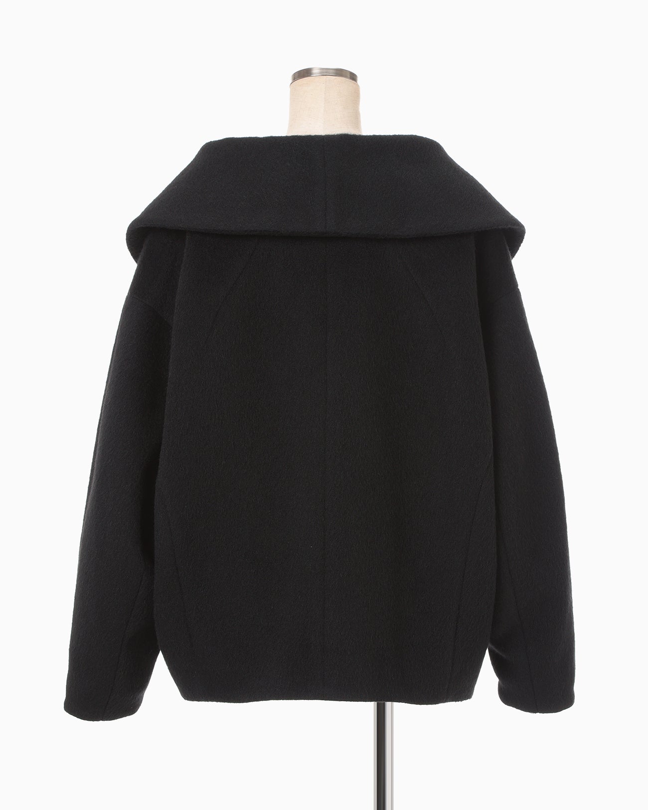 Wool Arupaka Shawl Collar Short Cort - black
