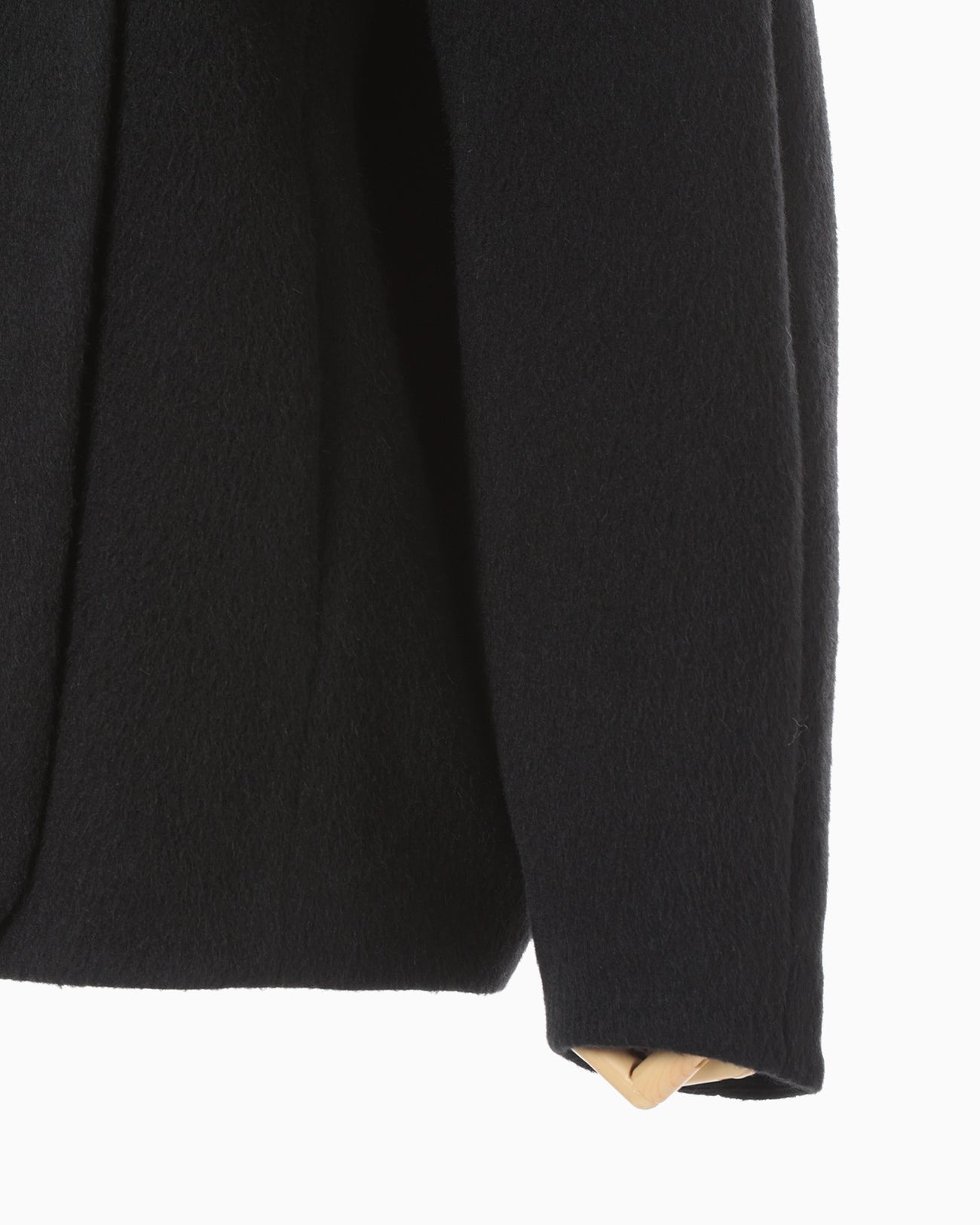 Wool Arupaka Shawl Collar Short Cort - black