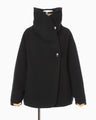 Wool Arupaka Shawl Collar Short Cort - black