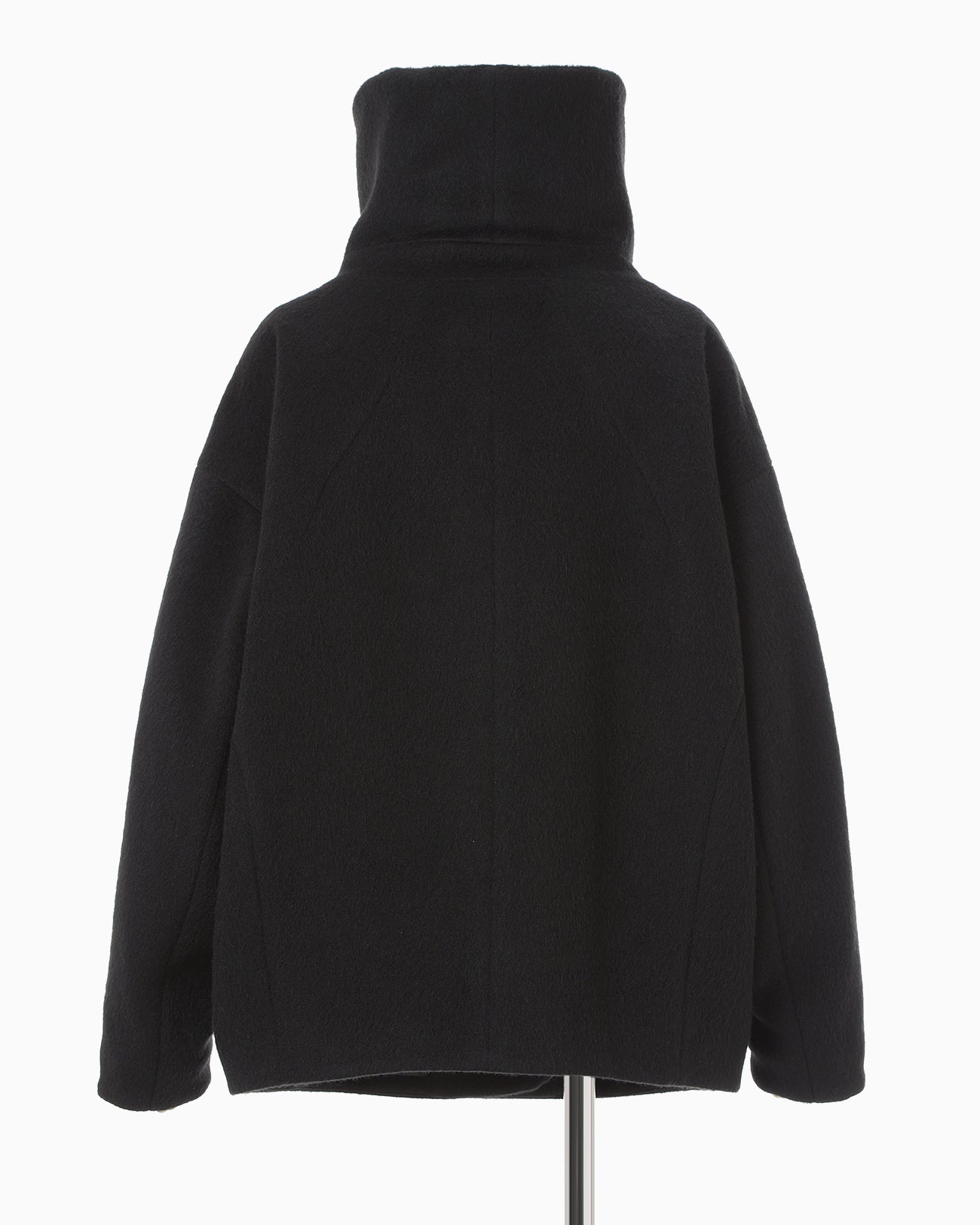 Wool Arupaka Shawl Collar Short Cort - black