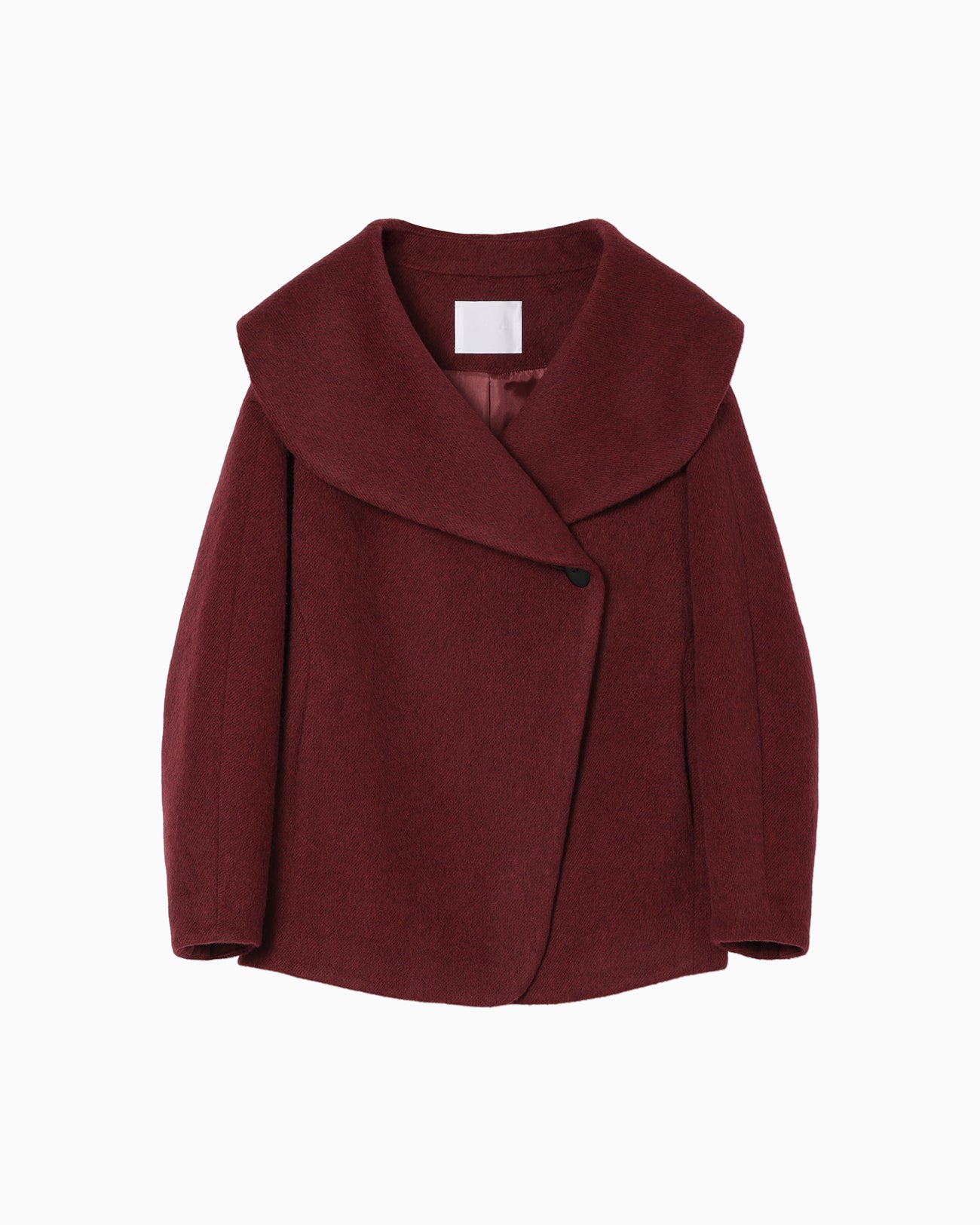Wool Arupaka Shawl Collar Short Cort - bordeaux