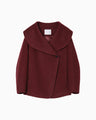 Wool Arupaka Shawl Collar Short Cort - bordeaux