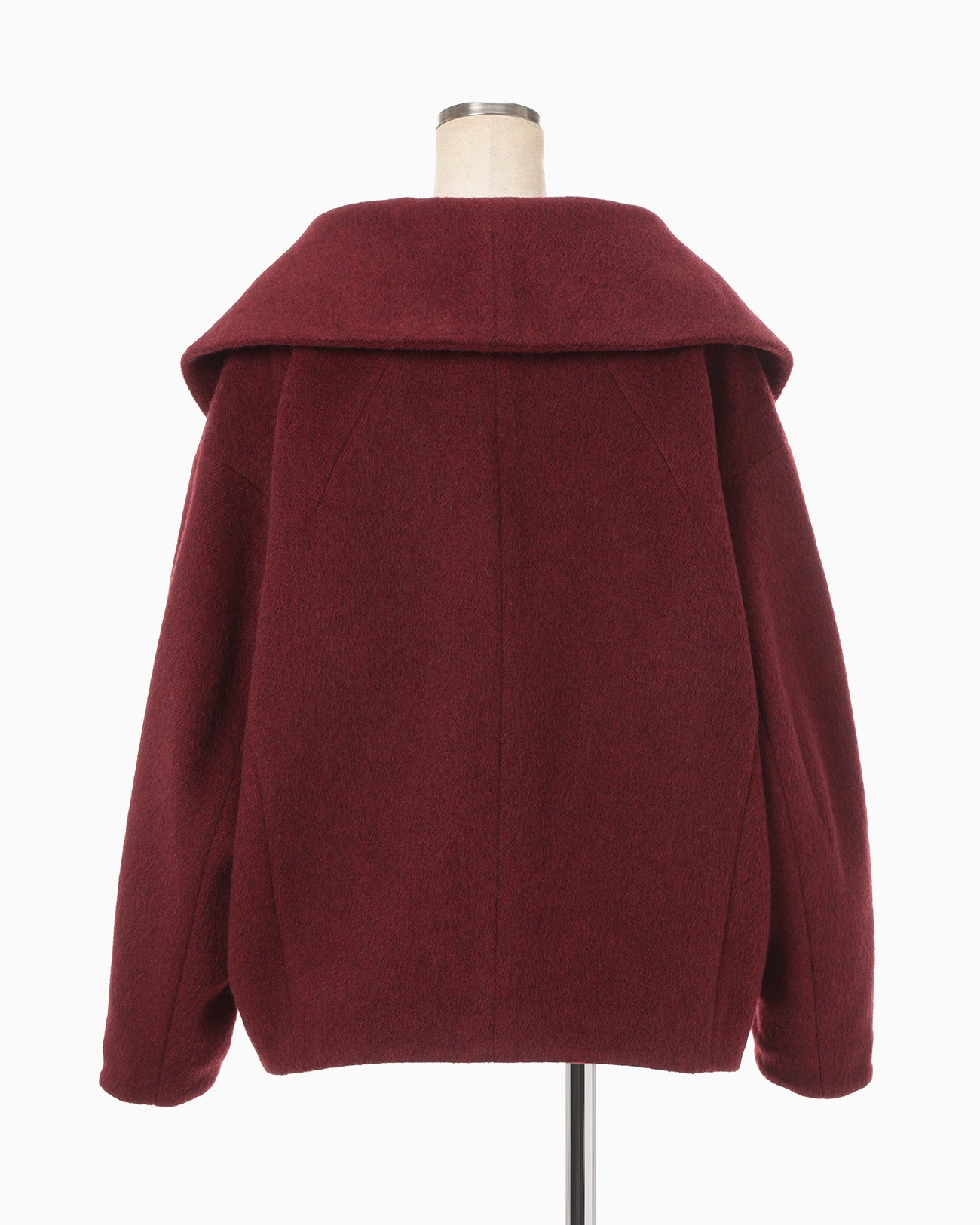 Wool Arupaka Shawl Collar Short Cort - bordeaux