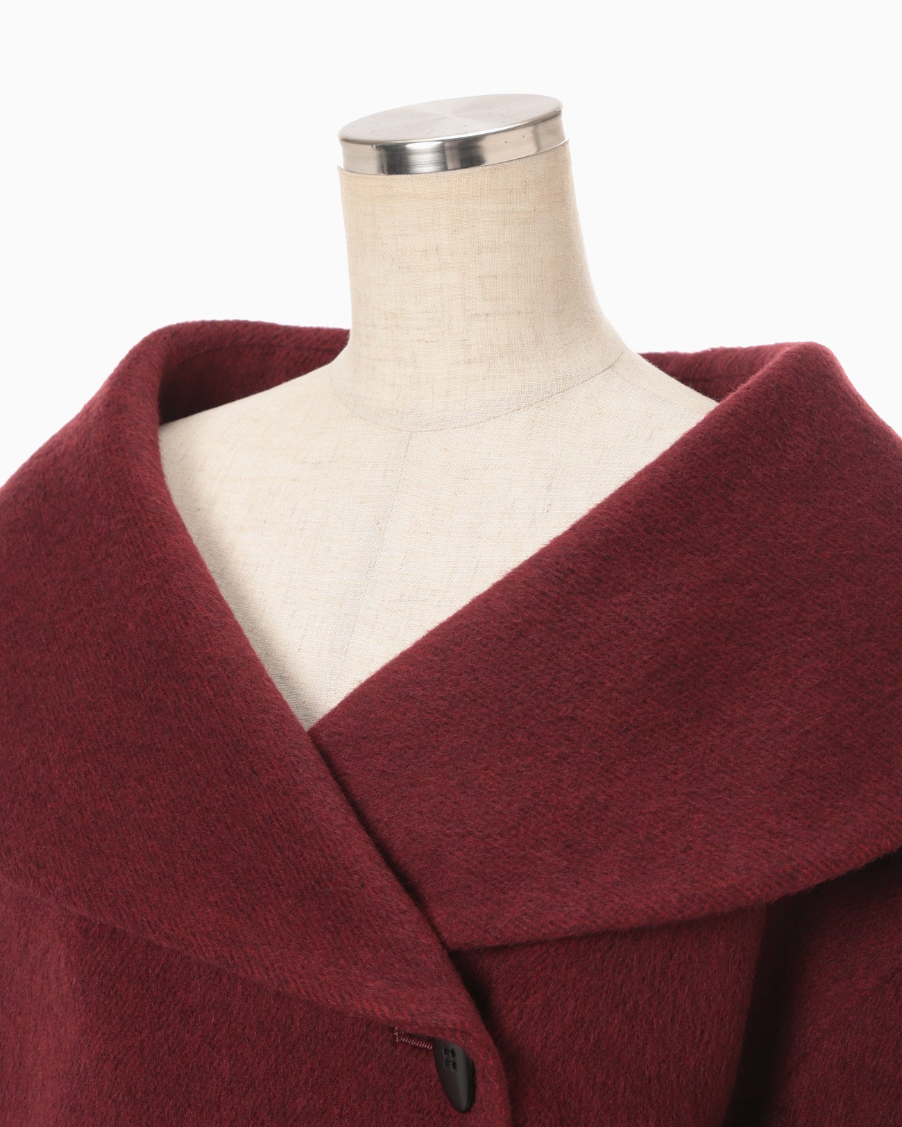 Wool Arupaka Shawl Collar Short Cort - bordeaux
